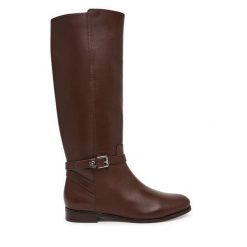 Oficerki LAUREN RALPH LAUREN. Brązowe kozaki damskie Lauren Ralph Lauren, bez wzorów, bez obcasa, na płaskiej podeszwie, bez zapięcia. Za 1,299.00 zł.