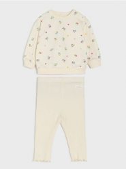 Bawełniany komplet: bluza i legginsy - kremowy. Białe legginsy damskie Sinsay, bez wzorów, z bawełny. Za 25.99 zł.
