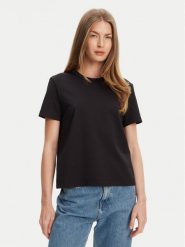 Calvin Klein T-Shirt LV044C905G Czarny Regular Fit. Czarne t-shirty damskie Calvin Klein, l, bez wzorów, z bawełny, bez kołnierzyka, bez ramiączek. Za 119.99 zł.