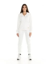 Bluza z kaptur na co dzień na siłownię. Białe bluzy damskie LEONE 1947 APPAREL, xs, bez wzorów, z dresówki, bez ramiączek, bez kaptura. Za 252.56 zł.