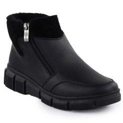 Skórzane botki damskie na podwyższeniu czarne T.Sokolski Z25-236. Czarne botki damskie T.Sokolski, bez wzorów, ze skóry, bez obcasa, bez zapięcia. Za 119.99 zł.