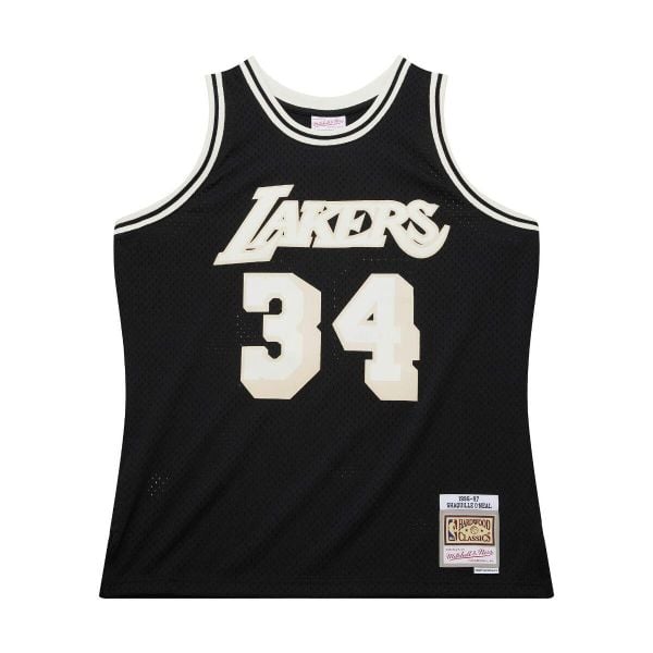 Koszulka NBA Los Angeles Lakers Shaquille O’Neal Off Court 1996/97. Białe bluzki damskie Mitchell & Ness, bez wzorów, z jersey, sportowe, bez kołnierzyka, bez ramiączek. Za 577.00 zł.