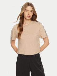 Guess T-Shirt V3RI08 I3Z14 Beżowy Regular Fit. Brązowe t-shirty damskie Guess, s, z aplikacjami, z bawełny, bez kołnierzyka, bez ramiączek. Za 109.99 zł.