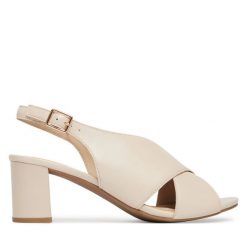 Sandały Caprice. Białe sandały damskie Caprice, bez wzorów, bez obcasa, na płaskiej podeszwie, bez zapięcia. Za 399.99 zł.
