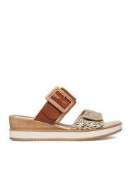 Remonte Klapki CEO-D6463-24 Brązowy. Brązowe klapki damskie Remonte, bez wzorów, ze skóry, bez obcasa, bez zapięcia. Za 349.99 zł.