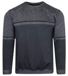 Bluza z Okrągłym Dekoltem, Granatowo-Szara bez Kaptura, Męska -BAGARDA. Niebieskie bluzy męskie Bagarda, m, bez wzorów, z bawełny, klasyczne, bez ramiączek, bez kaptura. Za 155.00 zł.