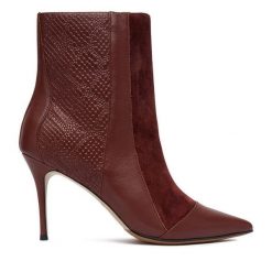 Botki Eva Minge. Czerwone botki damskie Eva Minge, bez wzorów, bez obcasa, na szpilce, bez zapięcia. Za 479.99 zł.