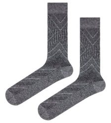 Ciepłe Wełniane Skarpetki Zimowe - Popielate, Wzór Geometryczny. Szare skarpety męskie His Story, bez wzorów, z elastanu. Za 39.99 zł.