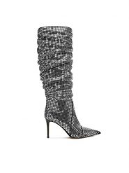 MICHAEL Michael Kors Kozaki Dawn Heeled Boot 40F5DWHB7S Srebrny. Szare kozaki damskie MICHAEL Michael Kors, bez wzorów, z materiału, bez obcasa, na szpilce, bez zapięcia. Za 1,689.00 zł.