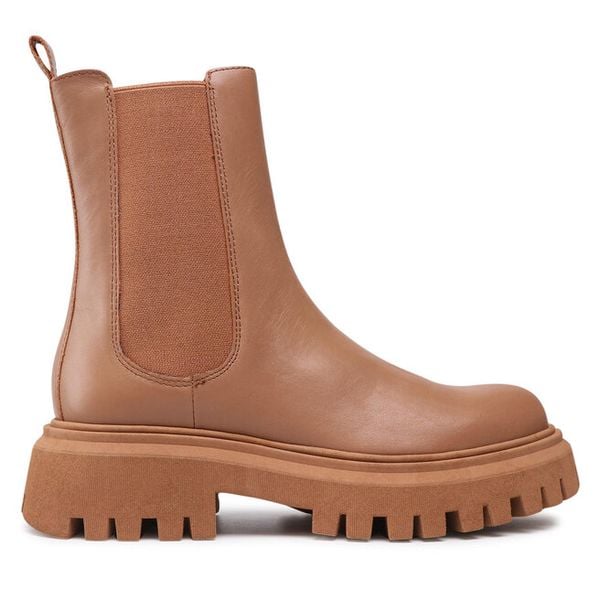 Sztyblety Badura. Brązowe botki damskie Badura, bez wzorów, bez obcasa, na płaskiej podeszwie, bez zapięcia. Za 219.99 zł.