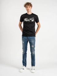 Les Hommes T-shirt | LLT202-717P | Round Neck T-Shirt | Mężczyzna | Czarny. Czarne t-shirty męskie Les Hommes, m, bez wzorów, z bawełny, bez kołnierzyka, bez ramiączek. W wyprzedaży za 349.00 zł.