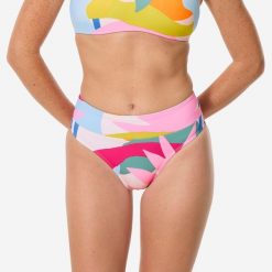 Dół kostiumu kąpielowego damski Decathlon Nora Colorama. Czerwone bikini OLAIAN, bez wzorów. Za 69.99 zł.