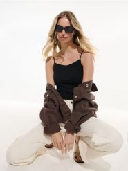 Jeansy wide leg high waist z metalizowanymi paskami - kremowy. Białe jeansy damskie Sinsay, bez wzorów, z jeansu, z podwyższonym stanem. Za 69.99 zł.