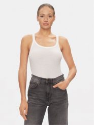 Tommy Hilfiger Top UW0UW05200 Biały Slim Fit. Białe topy damskie Tommy Hilfiger, s, bez wzorów, z lyocellu, bez kołnierzyka, bez ramiączek. Za 169.99 zł.