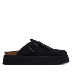 Klapki D.Franklin. Czarne klapki damskie D.Franklin, bez wzorów, bez obcasa, bez zapięcia. Za 569.99 zł.