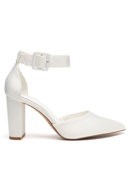 JENNY Czółenka LH230312-5A Biały. Białe czółenka damskie Jenny, bez wzorów, z materiału, bez obcasa, bez zapięcia. Za 129.99 zł.