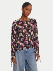 Desigual Bluzka Flori 25WWBW03 Czarny Regular Fit. Czarne bluzki damskie Desigual, s, bez wzorów, z syntetyku, bez kołnierzyka, bez ramiączek. Za 319.99 zł.