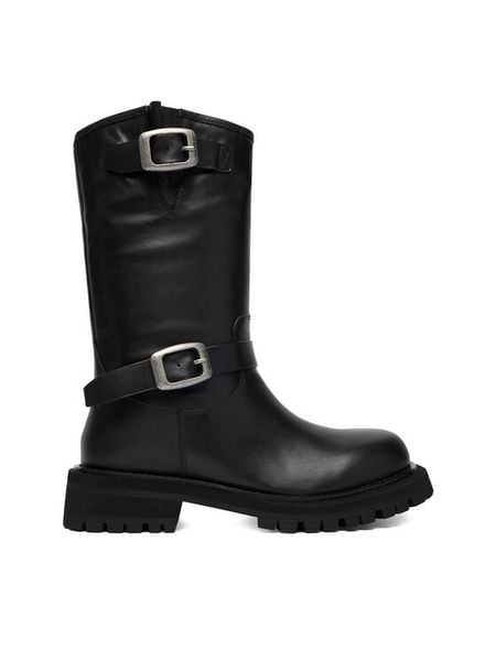 G-Star Raw Botki EO-ERVA-LT2520-101 Czarny. Czarne botki damskie G-Star Raw, bez wzorów, ze skóry, retro, bez obcasa, na płaskiej podeszwie, bez zapięcia. Za 349.99 zł.