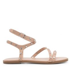 Sandały DeeZee. Brązowe sandały damskie DeeZee, bez wzorów, bez obcasa, na płaskiej podeszwie, bez zapięcia. Za 139.99 zł.
