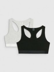 4F Biustonosz bawełniany z niskim wsparciem (2-pack) damski - multikolor M. Bielizna sportowa damska 4F, m, bez wzorów, z bawełny. Za 79.99 zł.