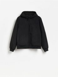 Kurtka bomber z kapturem - czarny. Czarne kurtki męskie Reserved, l, bez wzorów, z kapturem. Za 219.99 zł.