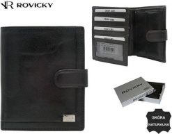 Rovicky Duży, Skórzany Portfel Męski Na Zatrzask. Portfele męskie ROVICKY, bez wzorów. Za 188.90 zł.