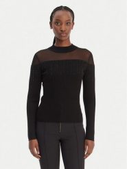 Guess Sweter W6RR70 Z2YK2 Czarny Regular Fit. Czarne swetry nierozpinane damskie Guess, s, z aplikacjami, z wiskozy, bez kołnierzyka, bez ramiączek. Za 439.99 zł.