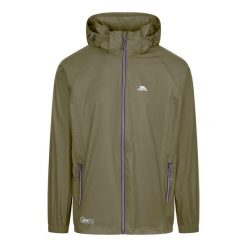 Kurtka Unisex Qikpac X Rozpinana. Zielone kurtki męskie Trespass, xl, bez wzorów, z materiału, bez ramiączek, z kapturem, trekkingowe. Za 163.99 zł.