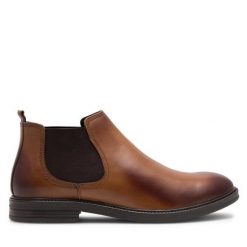 Sztyblety Lasocki. Brązowe botki męskie Lasocki, bez wzorów, bez obcasa, bez zapięcia. Za 199.99 zł.