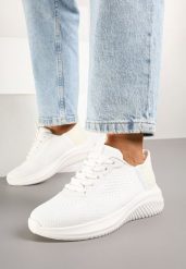 Białe Buty Sportowe Sneakersy Siateczkowe na Piankowej Podeszwie Liltebis. Białe obuwie sportowe damskie Born2be, na lato, bez wzorów, z jeansu, bez zapięcia. Za 84.99 zł.