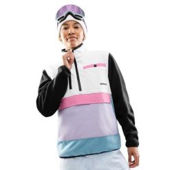 Damska bluza polarowa ze stójką Siroko Vinicunca-W White. Białe bluzy damskie SIROKO, bez wzorów, z polaru, bez ramiączek, bez kaptura. Za 252.00 zł.