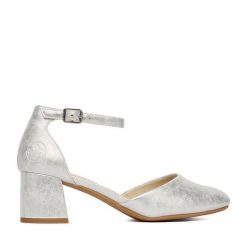 Czółenka Rieker. Szare czółenka damskie Rieker, bez wzorów, bez obcasa, bez zapięcia. Za 319.99 zł.