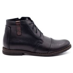 Joker Buty męskie zimowe 315J czarne. Czarne botki męskie na zimę, bez wzorów, ze skóry, eleganckie, bez obcasa, bez zapięcia. Za 453.66 zł.