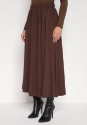 Brązowa Bawełniana Spódnica o Rozkloszowanym Kroju Tusnara. Brązowe spódnice damskie Born2be, l, bez wzorów, z bawełny, midi, oversize. Za 109.99 zł.