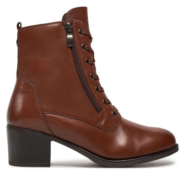 Trzewiki Caprice. Brązowe botki damskie Caprice, bez wzorów, bez obcasa, na słupku, bez zapięcia. Za 309.99 zł.