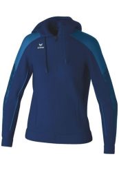 Damska bluza dresowa z kapturem Erima Evo Star. Niebieskie bluzy damskie Erima, bez wzorów, z dresówki, eleganckie, bez ramiączek, z kapturem. Za 243.00 zł.