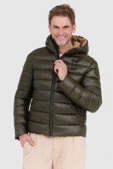 BLAUER Zielona puchowa kurtka męska Virgil z kapturem. Zielone kurtki męskie Blauer USA, l, bez wzorów, z nylonu, z kapturem. W wyprzedaży za 699.99 zł.