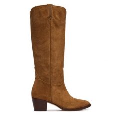 Kozaki LAUREN RALPH LAUREN. Brązowe kozaki damskie Lauren Ralph Lauren, bez wzorów, bez obcasa, na słupku, bez zapięcia. Za 1,499.00 zł.