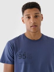 4F T-shirt regular z nadrukiem męski - granatowy XXL. Niebieskie t-shirty męskie 4F, m, bez wzorów, z bawełny, bez kołnierzyka, bez ramiączek. W wyprzedaży za 39.99 zł.