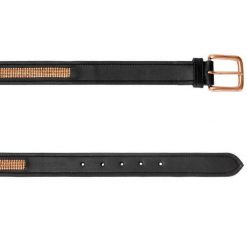 Pasek do spodni skórzany Equestrian Queen Small Diamonds z cyrkoniami. Czarne paski damskie EQUESTRIAN QUEEN, bez wzorów. Za 150.99 zł.