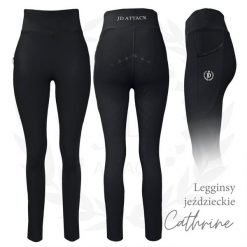 Legginsy jeździeckie z pełnym lejem silikonowym JD ATTACK Cathrine czarne. Czarne legginsy damskie JD ATTACK, bez wzorów, z elastanu. Za 249.99 zł.
