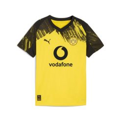Młodzieżowa koszulka domowa Borussia Dortmund 25/26 PUMA. Czarna bluzki damskie Puma, m, bez wzorów, młodzieżowe, bez kołnierzyka, bez ramiączek. Za 349.00 zł.