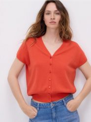 Kardigan z lyocellem - czerwony. Czerwone kardigany damskie Reserved, l, bez wzorów, z dzianiny, bez kołnierzyka. Za 99.99 zł.