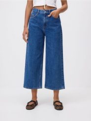 Jeansy culotte - niebieski. Niebieskie jeansy damskie Reserved, bez wzorów, z bawełny. Za 129.99 zł.