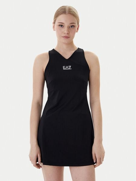 EA7 Emporio Armani Sukienka tenisowa 7W000317 AF14524 UC001 Czarny Regular Fit. Czarne koszulki sportowe damskie EA7 Emporio Armani, xs, bez wzorów, z syntetyku, bez ramiączek, tenisowe. Za 499.99 zł.