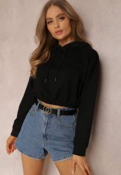 Czarna Bluza Pyrhano. Czarne bluzy damskie Renee, l, bez wzorów, z jeansu, casualowe, bez ramiączek. Za 34.99 zł.