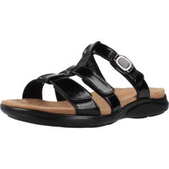 Sandały CLARKS 26185965C Czarny. Czarne sandały damskie Clarks, bez wzorów, ze skóry, bez obcasa, bez zapięcia. Za 426.99 zł.