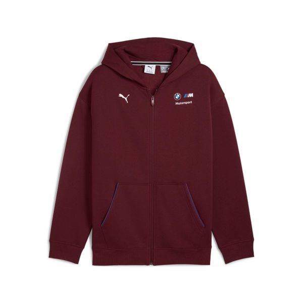 Bluza z kapturem z pełnym zamkiem błyskawicznym Puma BMW MMS ESS. Czerwone bluzy sportowe męskie Puma, m, bez wzorów, z kapturem. W wyprzedaży za 299.50 zł.