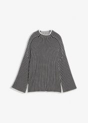 Sweter z golfem z mieszanki wiskozy. Czarne swetry nierozpinane damskie bonprix, bez wzorów, z dzianiny, bez kołnierzyka, bez ramiączek. Za 129.99 zł.