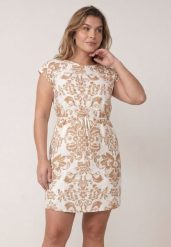 Jasnobeżowa Pudełkowa Sukienka z Wiskozy w Stylu Casual z Wiązanym Paskiem Tepena. Brązowe sukienki damskie Born2be, na co dzień, plus size, bez wzorów, z jeansu, casualowe, bez kołnierzyka, plus size, bez ramiączek, midi, proste. Za 59.99 zł.